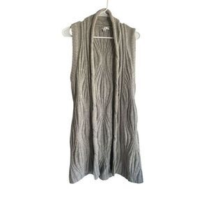 CAbi Sweater Vest Medium Grayish Brown Sleeveless Long Cotton‎ Wool Yak Blend